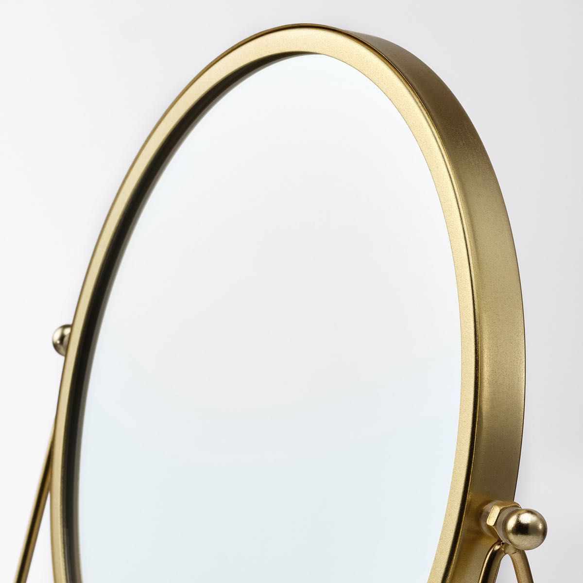 【新品】IKEA イケア ミラー ゴールド 17cm 片面拡大鏡（ラスビーン）卓上 スタンド 円形 卓上鏡