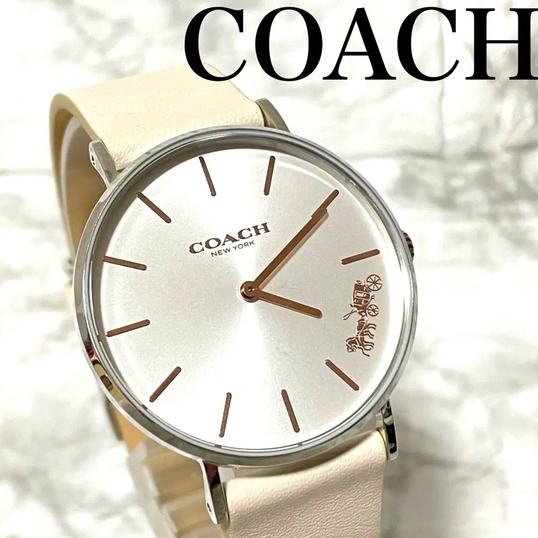 稼動品　美品　COACH コーチ　ホースキャリッジ　ラウンド　腕時計_画像1