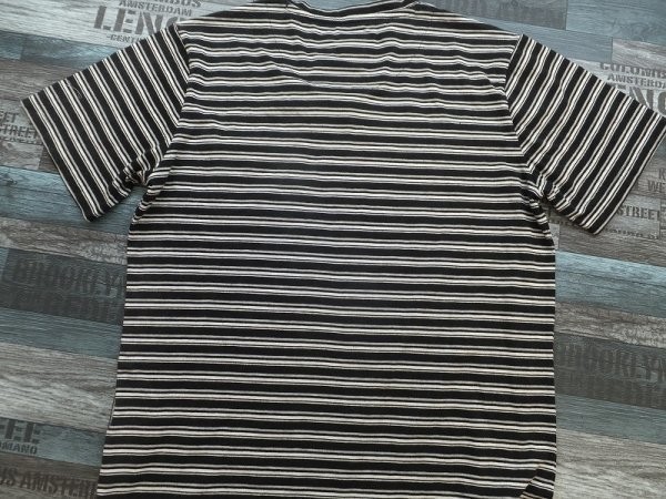 abx メンズ Vネック ボーダー 胸ポケット付き 半袖Tシャツ L 黒白グレー_画像3