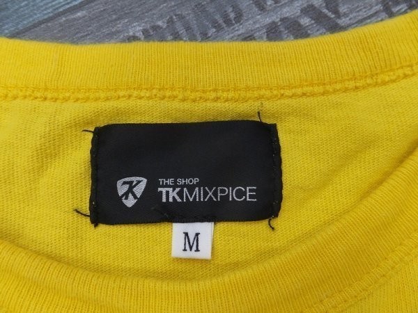 TK MIXPICE タケオキクチ メンズ 胸ポケット付き プリント 半袖Tシャツ M 黄色_画像2