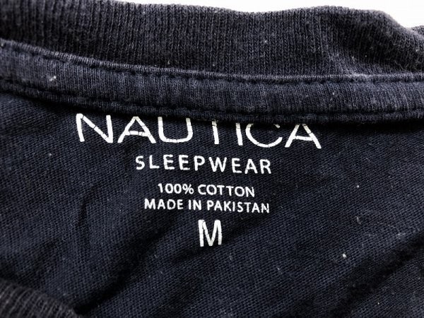 NAUTICA ノーティカ メンズ ロゴプリント 綿 ストレッチ 半袖Tシャツ M 紺_画像2