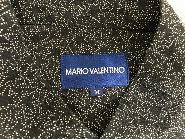 MARIO VALENTINO マリオヴァレンティノ メンズ ロゴ刺繍 綿麻 半袖シャツ M 黒_画像2