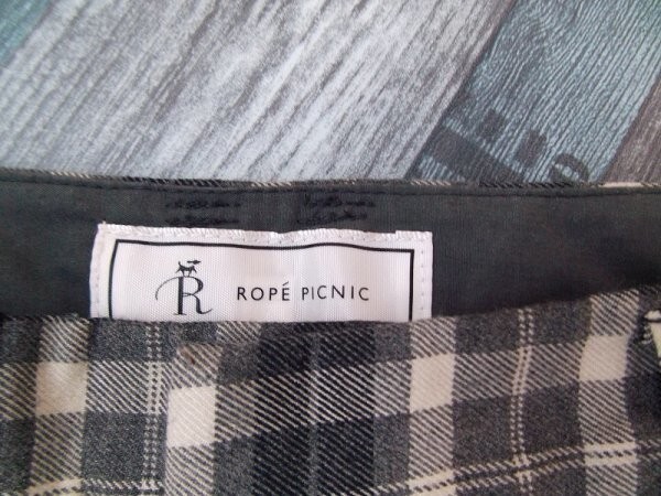 ROPE PICNIC ロペピクニック レディース チェック柄 起毛 タックパンツ 36 グレー白_画像2