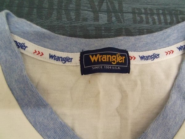 Wrangler ラングラー メンズ ライン入 Vネック 半袖Tシャツ 大きいサイズ LL アイボリー_画像2