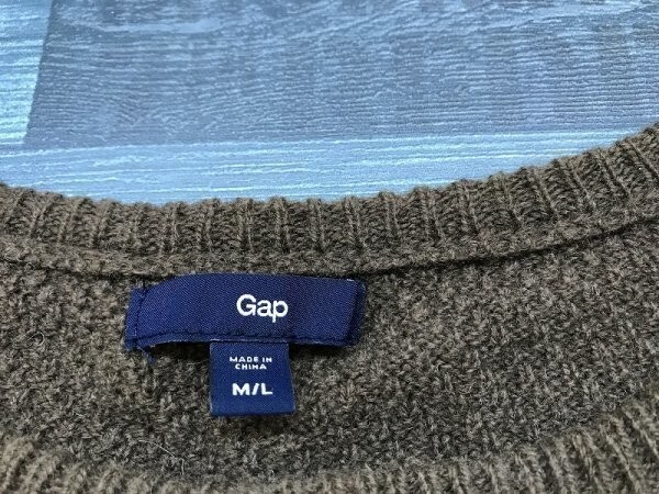 GAP ギャップ メンズ ウール100% ニットベスト M/L カーキブラウン_画像2