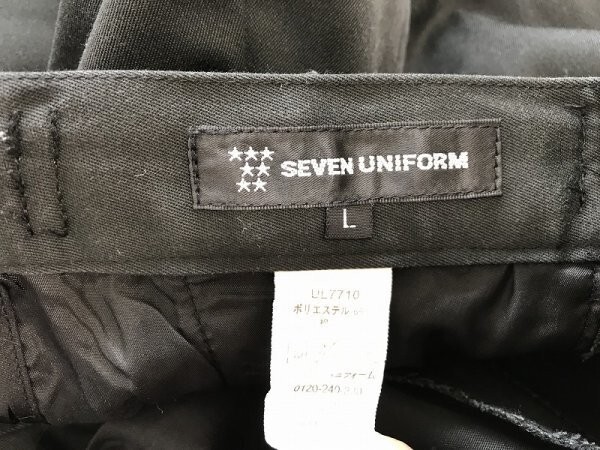 SEVEN UNIFORM メンズ ウエストアジャスター付き ツータックパンツ L 黒 裾未処理 クリーニング済み_画像2