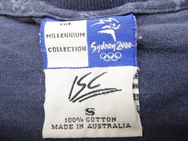 ISC メンズ シドニーオリンピック2000 プリント 刺繍 半袖Tシャツ S 紺_画像2