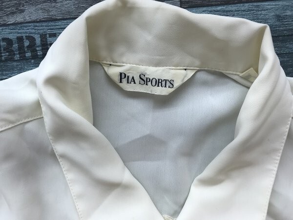 PIA SPORTS メンズ 日本製 マリン柄バックビッグ刺繍 ポリエステル100％ テロテロシャツ IV アイボリー_画像2