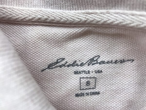 Eddie Bauer エディーバウアー メンズ 綿 ロゴ刺繍 半袖ポロシャツ S ピンク_画像2