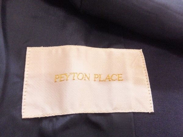 peyton place ペイトンプレイス レディース 日本製 ノーカラー ウール 七分袖ジャケット 春秋 ネイビー_画像2