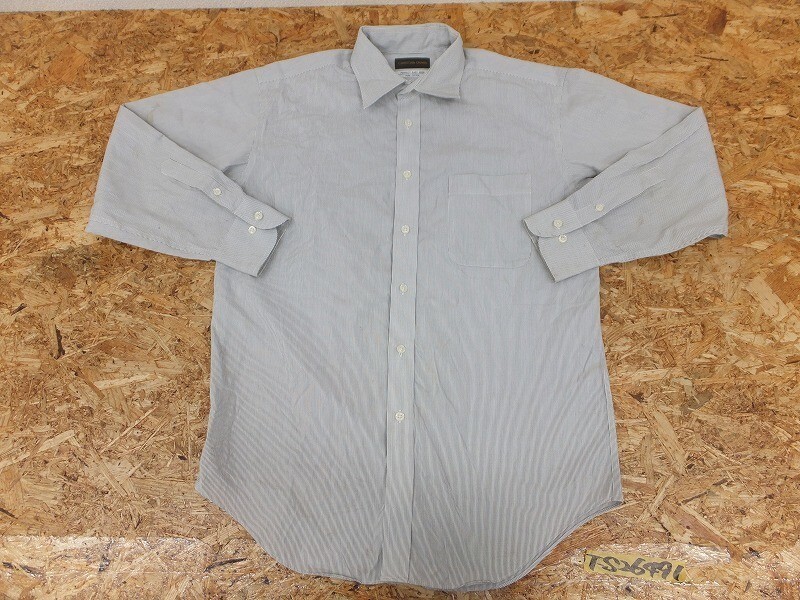CHRISTIAN ORANI クリスチャンオラーニ ストライプ 胸ポケット付き シャツ 黒×白 42-82_画像1