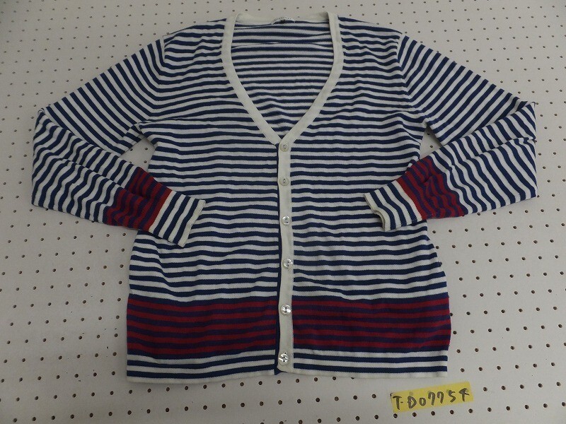 a.v.v. hommea-*ve*ve Homme men's border cotton knitted cardigan white × blue × red 46