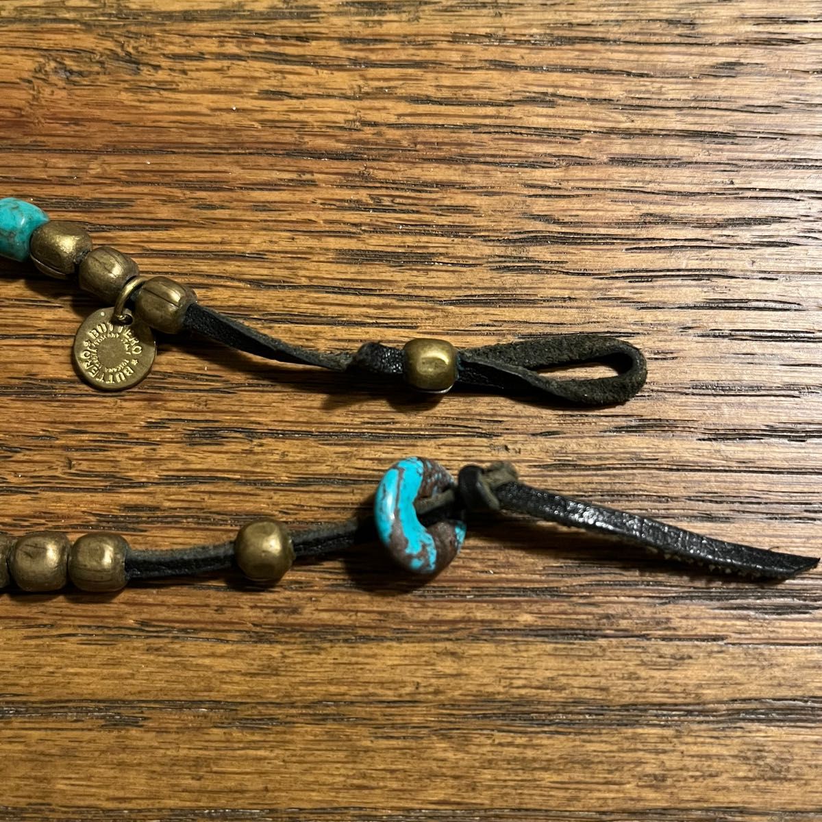 BUTTERO / 2Wrap Mix Beads Bracelet / レザー /ターコイズ メタル