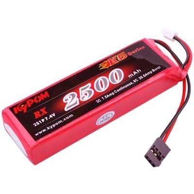 Kypom K6 7.4V 2500mAh 角 受信機用 リポ バッテリー★ホビーショップ青空_画像1