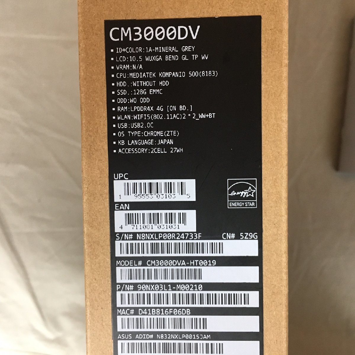 【中古品B】ASUS(エイスース) Chromebook Detachable CM3 CM3000DVA-HT0019 4GB/128GB 10.5型 フルHD クロームブック (管理番号：063108)_画像8