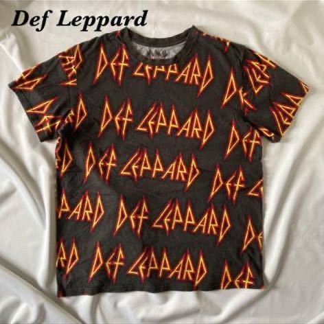 Def Leppard デフレパード バンT 総柄 オフィシャル 古着 Lサイズ Tシャツ 半袖Tシャツ ロック 送料込_画像1