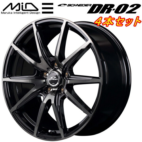 MID シュナイダー DR-02 ホイール4本 ブラックポリッシュ+ブラッククリア 6.5-16 5/114.3+48