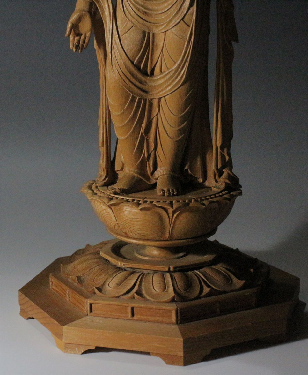 逸品市場■扇月在銘■京仏師 聖観音菩薩立像 全高42cm■仏像・仏教美術_画像8