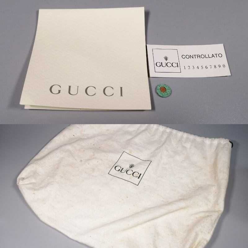 2P6　GUCCI グッチ オールドグッチ バンブー 巾着型レザーリュック グリーン バッグパック_画像8