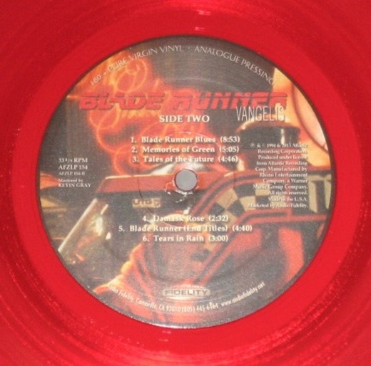 ■ １円 Start ☆ 中古 ☆ Audio Fidelity / Vangelis Blade Runner / 180g LP Limited Edition Red Translucent [AFZLP 154]_画像8