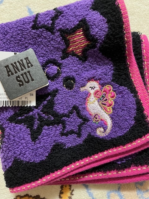 ANNA SUI アナスイ タオルハンカチ パープル _画像4