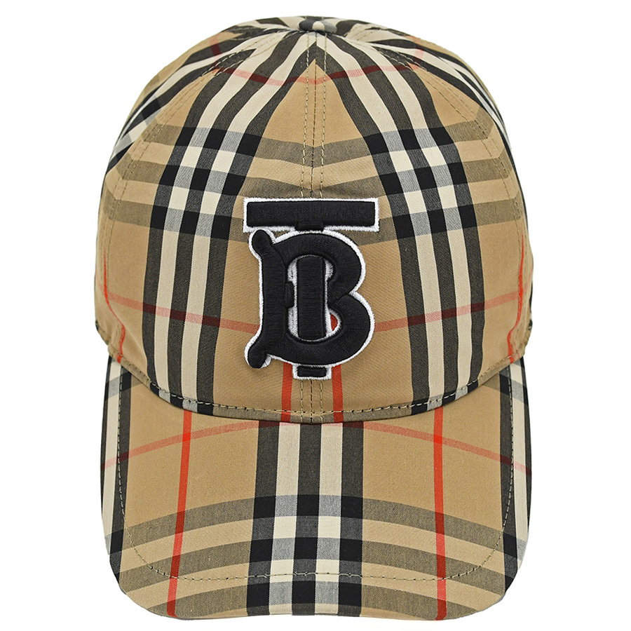 バーバリー BURBERRY ベースボール キャップ 帽子 TB モノグラム 8038504 コットン ベージュ サイズL チェック メンズ レディース 中古