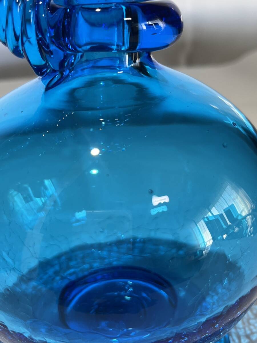 綺麗な琉球ガラス水差し　ブルー　ガラス工芸　　A0018_画像4