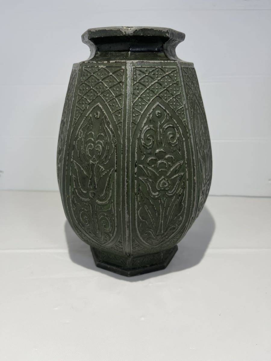青銅花瓶 中国 工芸品 花器 壺 フラワーベース 骨董 インテリア アンティーク ヴィンテージ　Ａ0025_画像1