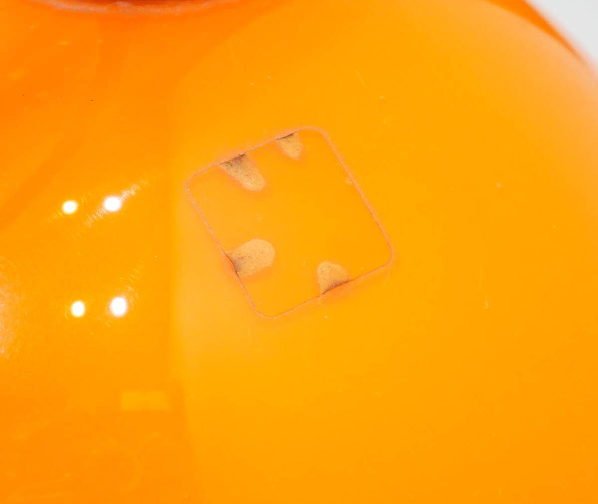 ▲(R602-B176)昭和レトロ ガラスシェード ペンダントライト オレンジ ランプシェード 吊り下げ 照明 電傘 電笠 ポップ_画像3