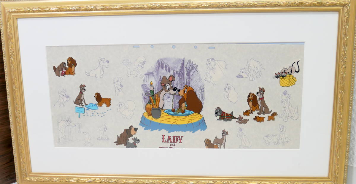 ▲(R602-B33)ディズニー ルミセル Lumicel わんわん物語 LADY and TRAMP セル画 578/1955 限定品 額縁 音声 アニメーションアート_画像2