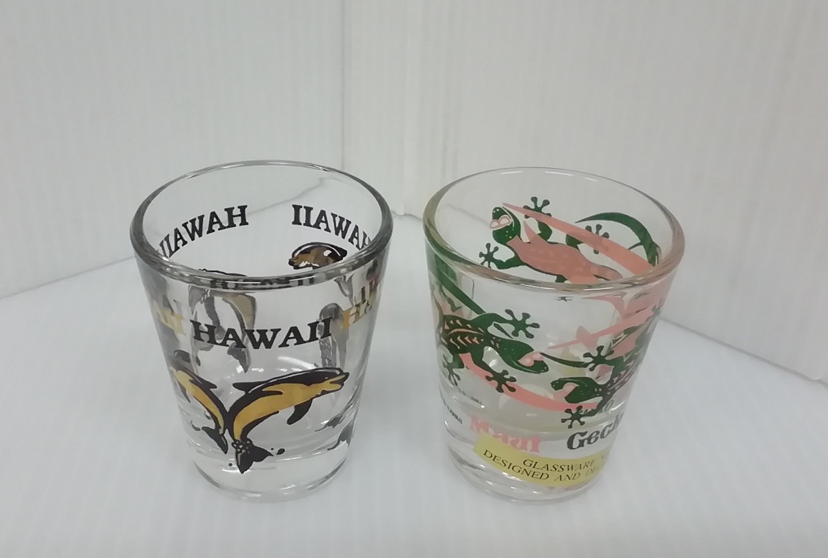 Hawaii ハワイ 60's 1960年代 ヴィンテージ ショットグラス SHOT GLASS レトロ 雑貨 スーベニア イルカ トカゲ ディスプレイの画像1