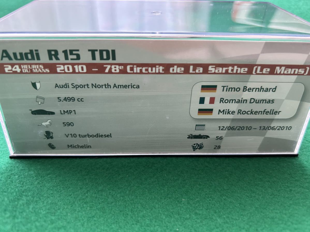 ■1/43 ルマン 優勝 spark AUDI R15 TDI Plus #9 2010 Le Mans 24h 1st アウディ ＋ プラス R-15 Joest ヨースト LMP1_画像2