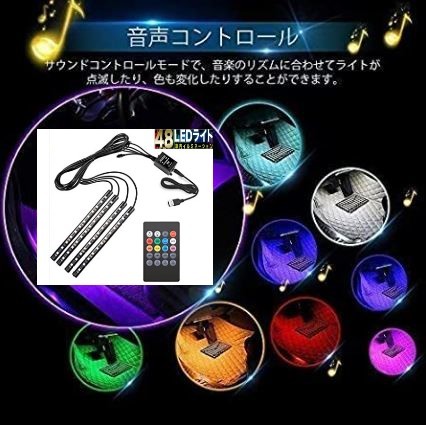 [リモコン電池付] 48 LED USB接続 テープライト 音連動 イルミネーション_画像1