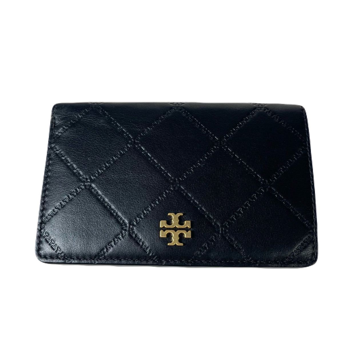 Tory Burch 二つ折り財布 レザー キルティング カード a125_画像2