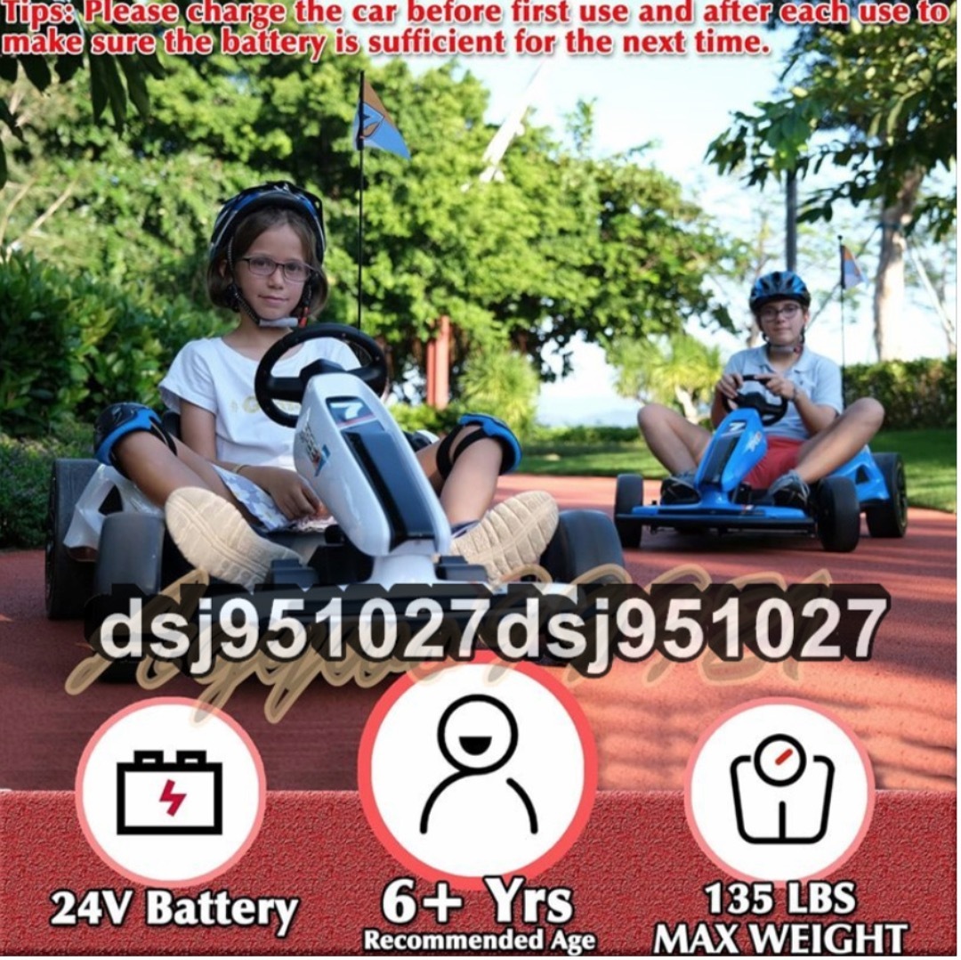 24V electric drift Cart 7.5MPH high speed go- Cart for children 6 -years old and more battery drive passenger vehicle toy 2WD electric go- Cart music reproduction red 