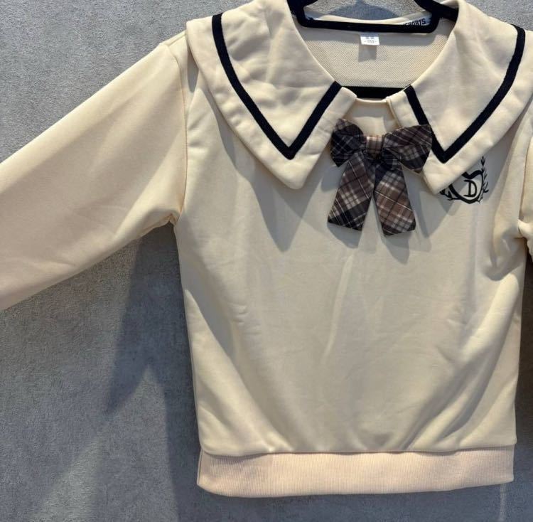 *140cm* uniform manner setup sailor suit sweatshirt check skirt cream beige child clothes Kids clothes oru tea n graduation ceremony go in . type 