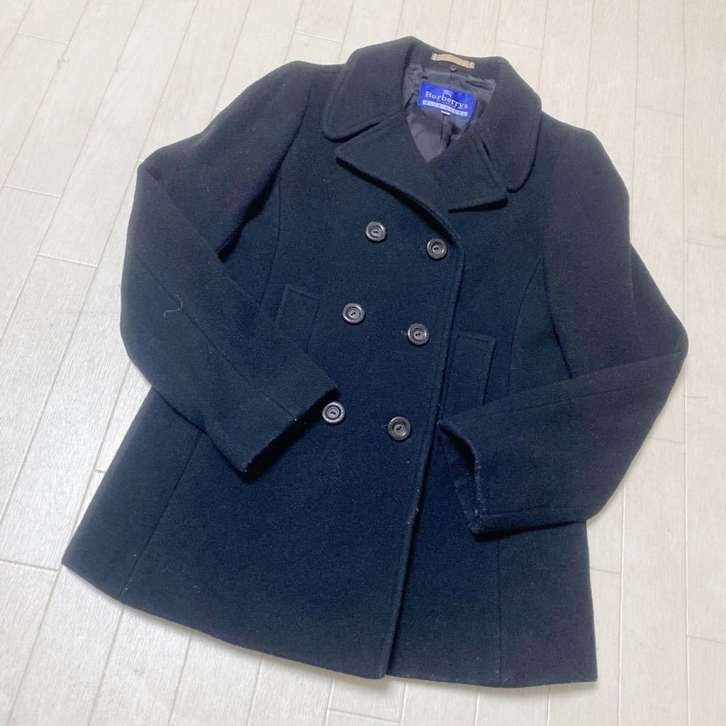 3828☆ BURBERRY BLUE LABEL バーバリーブルーレーベル アウター ピーコート カジュアル レディース 38 ネイビー