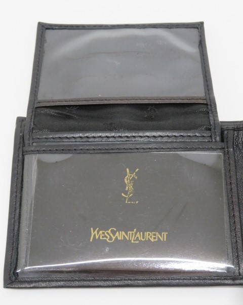 hauu1287-8 535 YVES SAINT LAURENT イヴ・サンローラン 二つ折り 財布 ブラック レザー 箱付_画像7