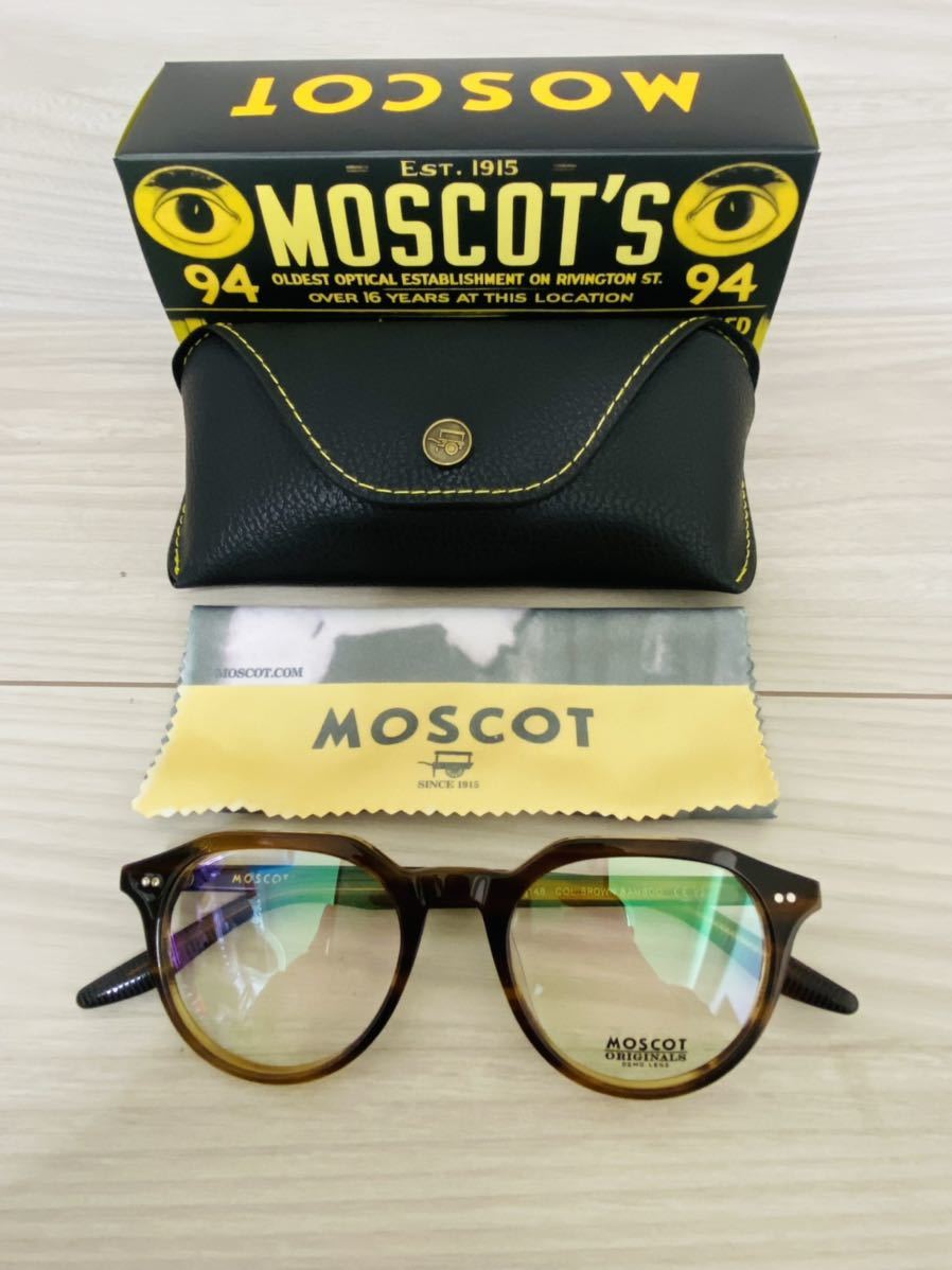 MOSCOT モスコット★メガネフレーム★KITZEL★伊達眼鏡 ボストン ブラウン バンブー 未使用 美品_画像8