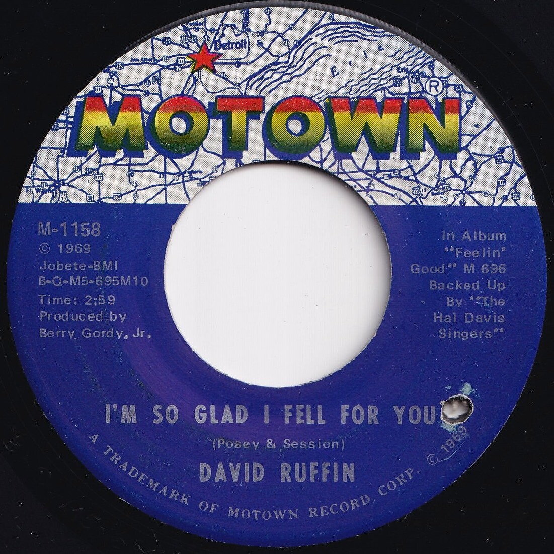 David Ruffin I'm So Glad I Fell For You Motown US M-1158 205971 SOUL ソウル レコード 7インチ 45_画像1