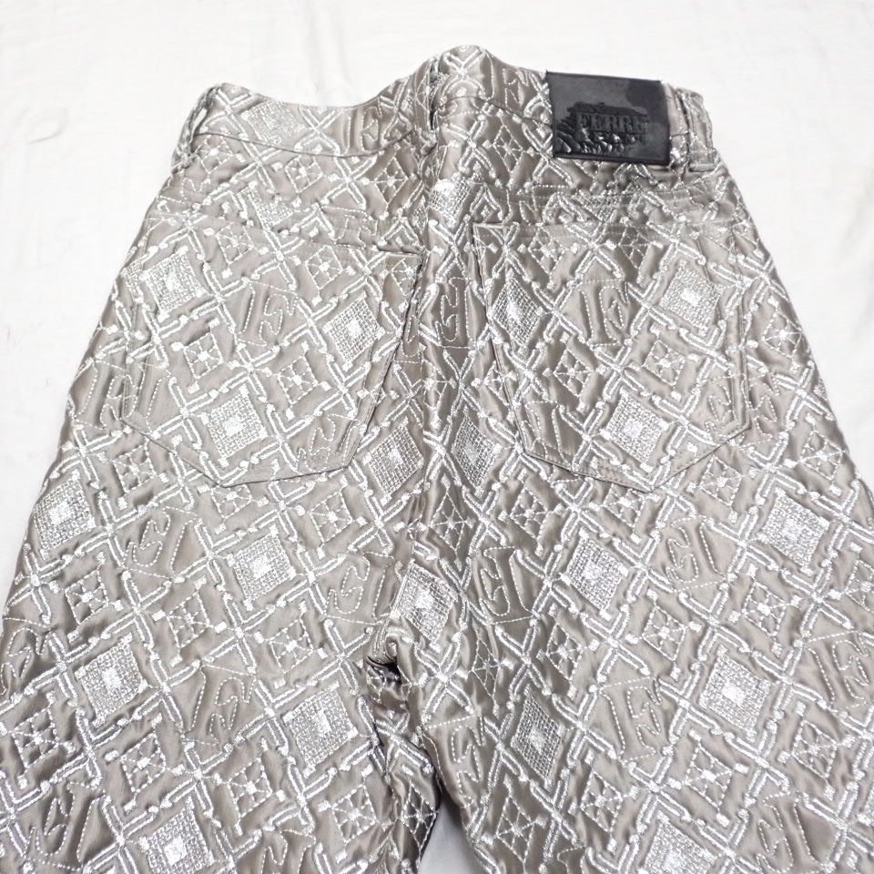 *GIANFRANCO FERRE/ Gianfranco Ferre pants 42/ lady's M corresponding / gray / total embroidery / silk . wool / button fly &0769800051
