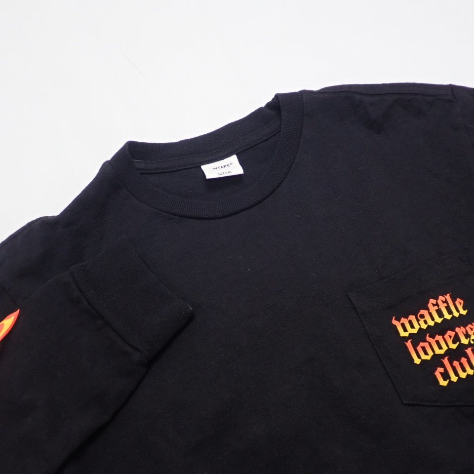 ★ダブルタップス × ヴァンズ WAFFLE LOVERS CLUB 長袖Tシャツ 01/メンズXS～S相当/ブラック/コットン/ロンT&1952900009_画像3