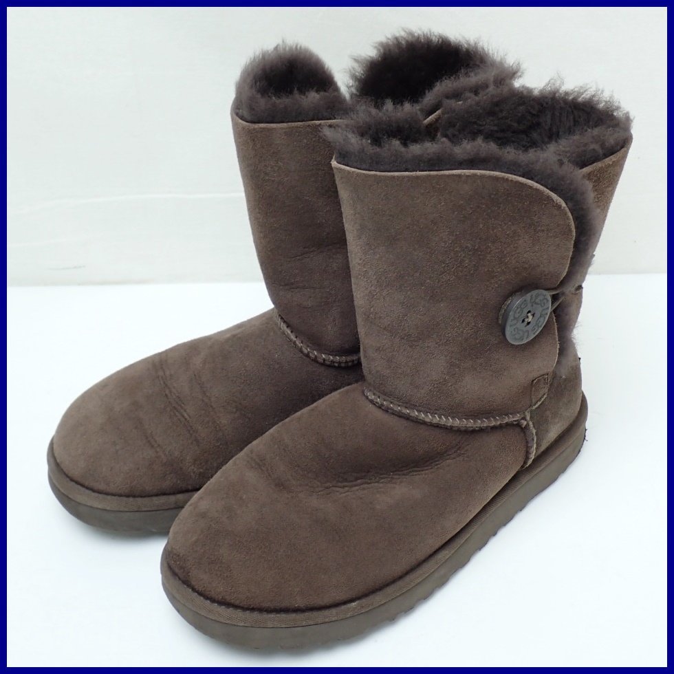 ★UGG australia/アグオーストラリア ベイリーボタン ムートンブーツ US7/レディース23.5cm相当/ブラウン/スエード/5803&1956100002_画像1