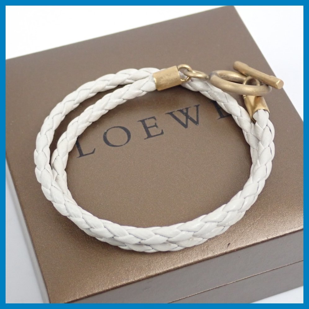 ★ LOEWE/ロエベ メッシュレザーブレスレット ホワイト/2重巻き/ケース付き/アクセサリー&0216600053_画像1