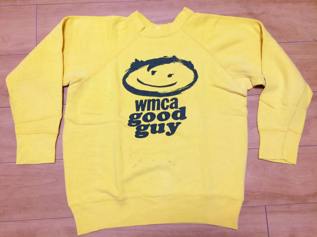 70's "Wmca good guy" smileスウェットシャツ B.V.D.製 USA製 ビンテージ品