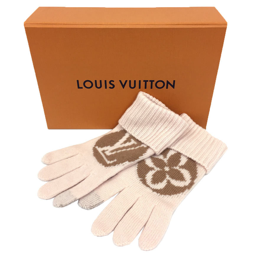 ルイヴィトン LOUIS VUITTON レディース 手袋 ニットグローブ フライト・モード グローブ・マイユ LV メダリオン M79254 未使用 aq9424_画像1