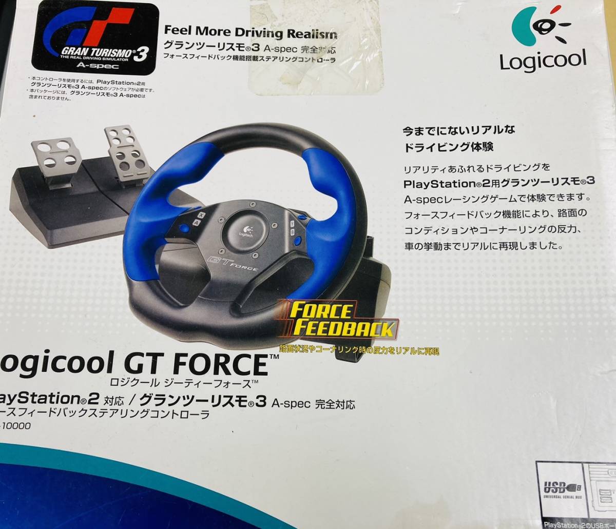 A【1C305】ロジクール GT FORCE PS2 プレステ2 Logicool GRAN TURISMO4 LPRG-1100 _画像2