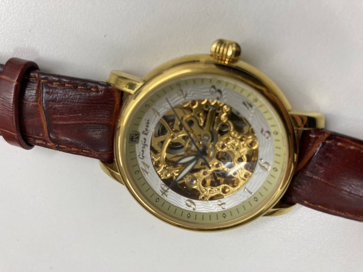 A【11D7】Giorgio Rossi ジョルジオロッシ　GR0001 スケルトン メンズ腕時計 腕時計 時計 両面スケルトン 自動巻き 本革ベルト _画像5