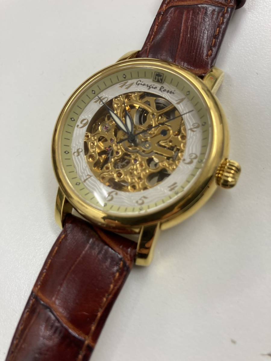 A【11D7】Giorgio Rossi ジョルジオロッシ　GR0001 スケルトン メンズ腕時計 腕時計 時計 両面スケルトン 自動巻き 本革ベルト _画像2