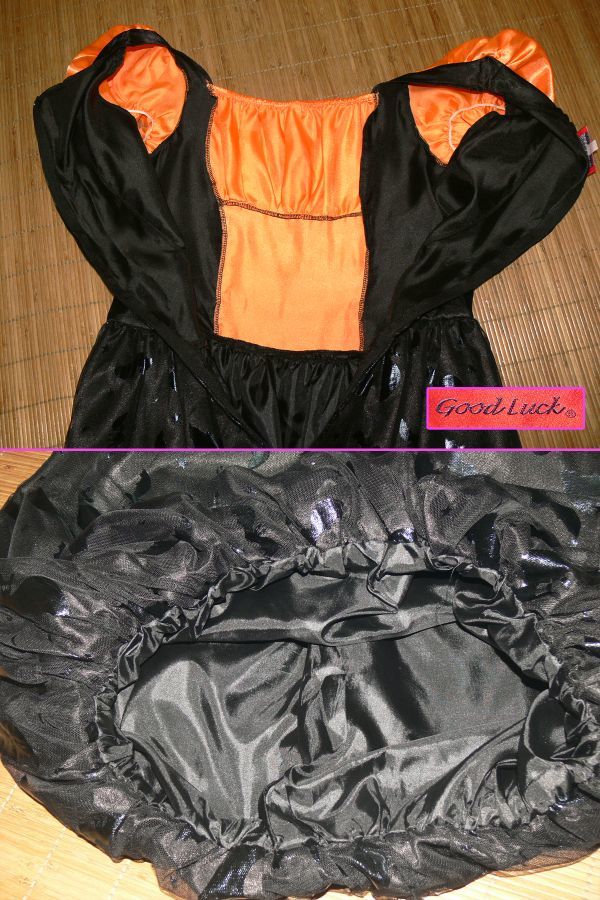 2-37☆Good Luck*オレンジ光沢＆ブラック*ロリィタ系コスプレ衣装/W35.B41☆の画像10